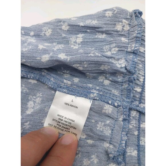 Hippie Rose Juniors Blouse Crop Tank Top Denim Floral White Size L New - Picture 8 of 8